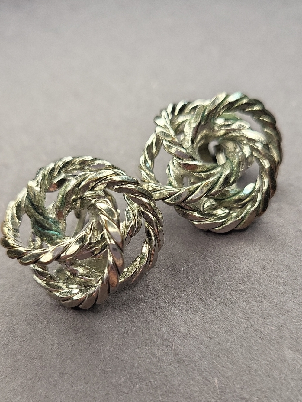 Vintage Silver Knot Clip Earrings